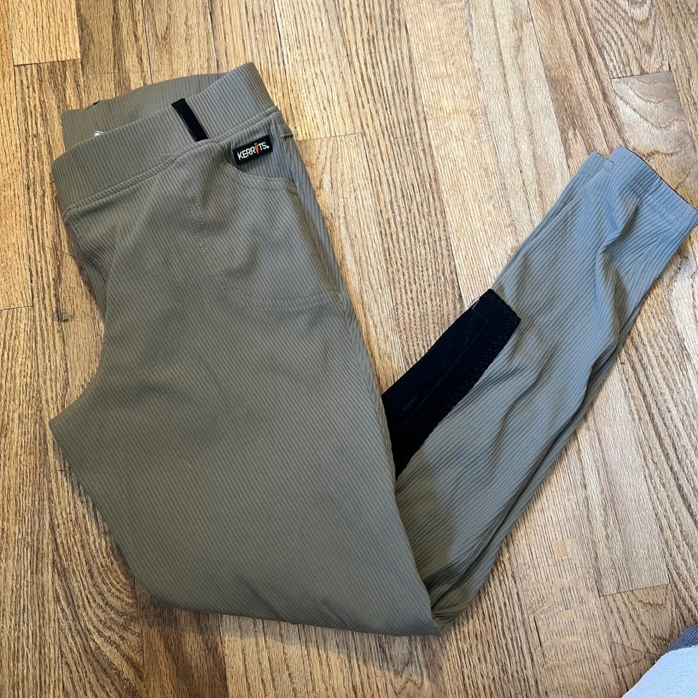Kerrits Performance Equestrian Riding Breeches Sage Green Knee Patch Women Large